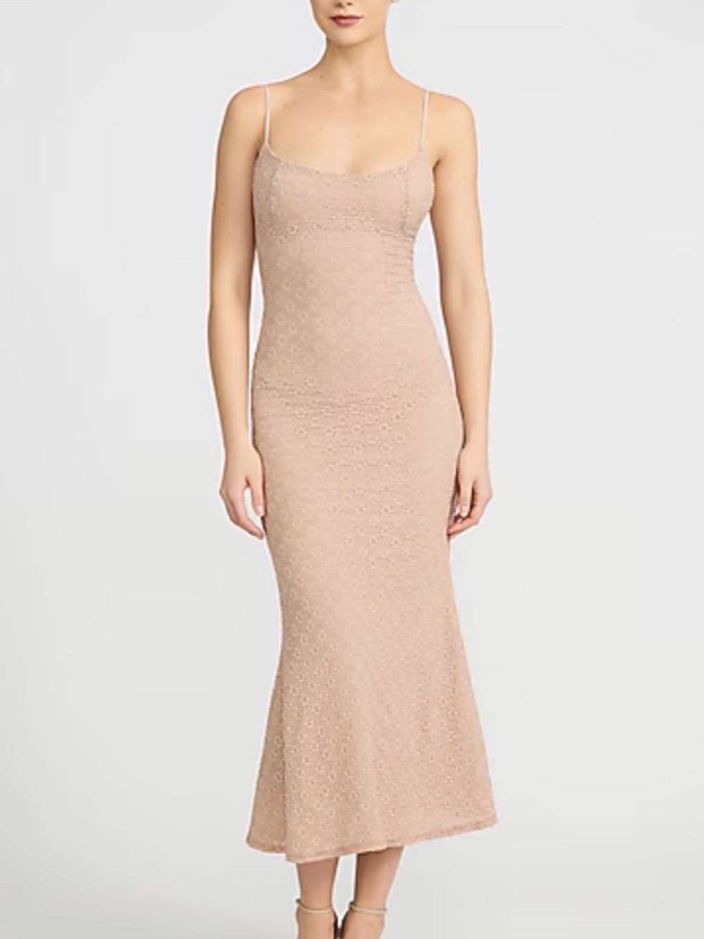 Express Textured Floral Scoop Neck MIDI Dress